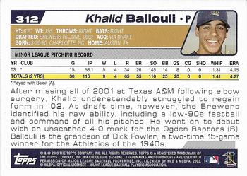 2004 Topps 1st Edition #312 Khalid Ballouli Back