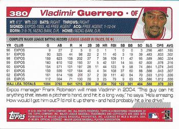 2004 Topps 1st Edition #380 Vladimir Guerrero Back