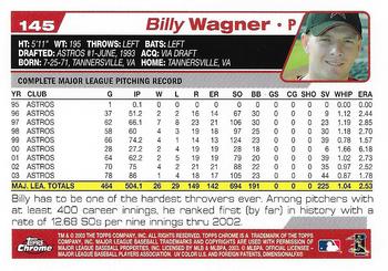 2004 Topps Chrome #145 Billy Wagner Back