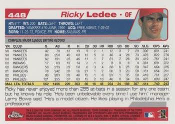 2004 Topps Chrome #448 Ricky Ledee Back