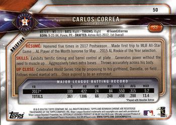 2018 Bowman - Purple #50 Carlos Correa Back