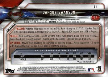 2018 Bowman - Platinum #61 Dansby Swanson Back