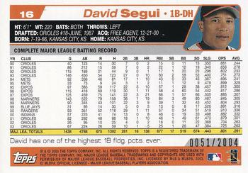 2004 Topps - Gold #16 David Segui Back