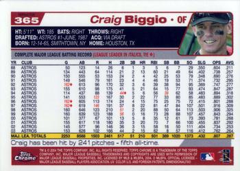 2004 Topps Chrome - Refractors #365 Craig Biggio Back