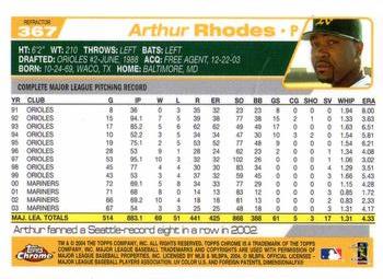 2004 Topps Chrome - Refractors #367 Arthur Rhodes Back