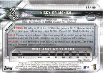 2018 Bowman - Chrome Rookie Autographs #CRA-ND Nicky Delmonico Back