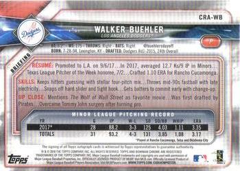 2018 Bowman - Chrome Rookie Autographs #CRA-WB Walker Buehler Back