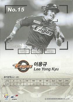 2017 SCC KBO League #SCC-01-HH18/N Yong-Kyu Lee Back