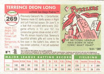 2004 Topps Heritage #269 Terrence Long Back