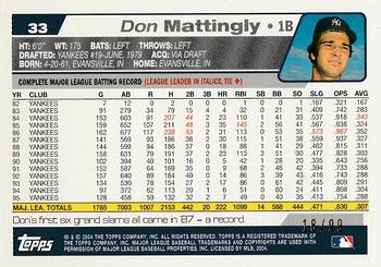 2004 Topps Retired Signature Edition - Black #33 Don Mattingly Back