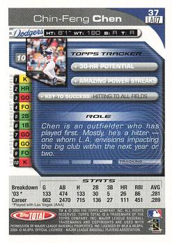 2004 Topps Total - Silver #37 Chin-Feng Chen Back