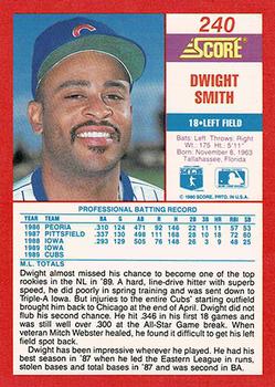1990 Score - Promos #240 Dwight Smith Back