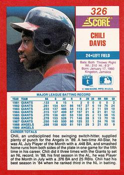 1990 Score - Promos #326 Chili Davis Back