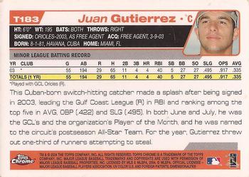 2004 Topps Traded & Rookies - Chrome #T183 Juan Gutierrez Back