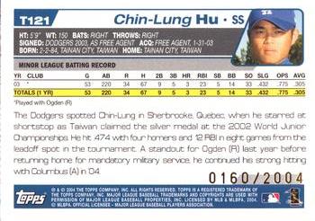 2004 Topps Traded & Rookies - Gold #T121 Chin-Lung Hu Back