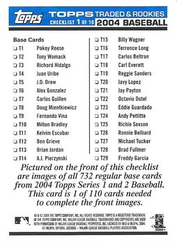 2004 Topps Traded & Rookies - Checklists Puzzle Blue Backs #1 Checklist 1 of 10 Back