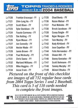 2004 Topps Traded & Rookies - Checklists Puzzle Blue Backs #5 Checklist 5 of 10 Back