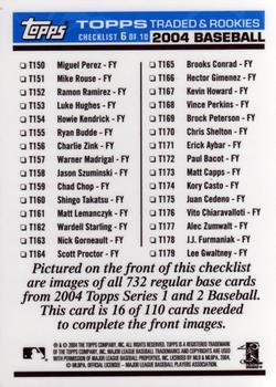 2004 Topps Traded & Rookies - Checklists Puzzle Blue Backs #16 Checklist 6 of 10 Back