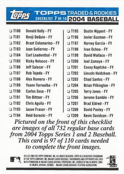 2004 Topps Traded & Rookies - Checklists Puzzle Blue Backs #97 Checklist 7 of 10 Back