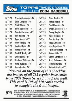 2004 Topps Traded & Rookies - Checklists Puzzle Blue Backs #105 Checklist 5 of 10 Back