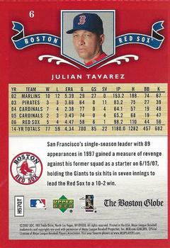 2007 Upper Deck Boston Globe Red Sox #6 Julian Tavarez Back