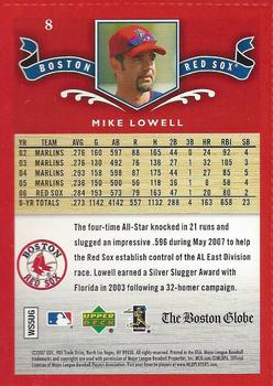 2007 Upper Deck Boston Globe Red Sox #8 Mike Lowell Back