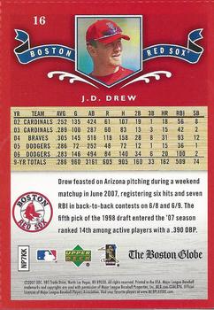 2007 Upper Deck Boston Globe Red Sox #16 J.D. Drew Back
