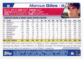 2004 Topps Opening Day #8 Marcus Giles Back