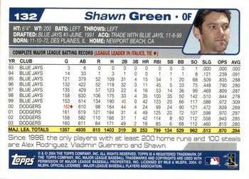 2004 Topps Opening Day #132 Shawn Green Back