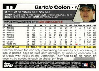 2004 Topps Opening Day #86 Bartolo Colon Back
