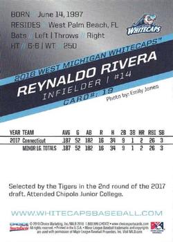 2018 Choice West Michigan Whitecaps #19 Reynaldo Rivera Back