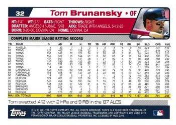 2004 Topps Retired Signature Edition #32 Tom Brunansky Back