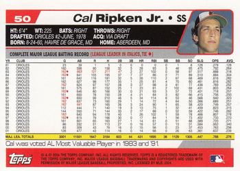 2004 Topps Retired Signature Edition #50 Cal Ripken Jr. Back