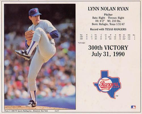 1990 TV Sports Mailbag Nolan Ryan #4 Nolan Ryan Front