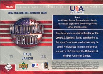 2004 Upper Deck - National Pride #USA13 Paul Janish Back