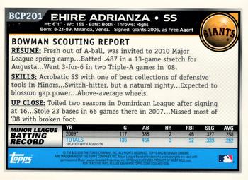 2010 Bowman Chrome - Prospects Autographs #BCP201 Ehire Adrianza Back