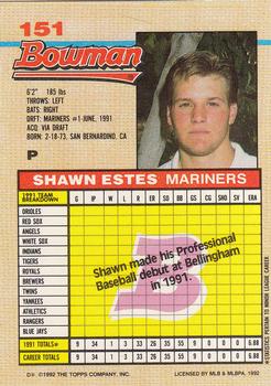 1992 Bowman #151 Shawn Estes Back