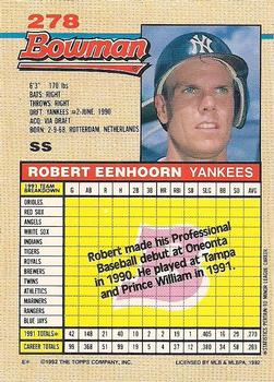 1992 Bowman #278 Robert Eenhoorn Back
