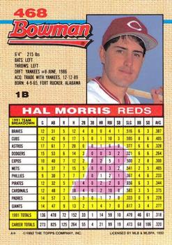 1992 Bowman #468 Hal Morris Back