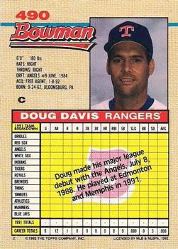 1992 Bowman #490 Doug Davis Back