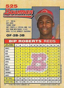 1992 Bowman #525 Bip Roberts Back
