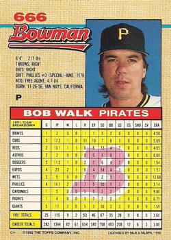 1992 Bowman #666 Bob Walk Back