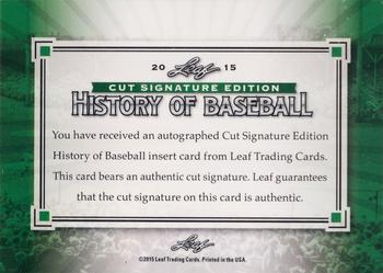 2015 Leaf Cut Signature History of Baseball Edition #NNO Al Barlick Back