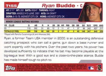2004 Topps Traded & Rookies #T155 Ryan Budde Back