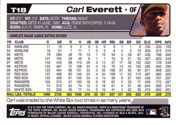 2004 Topps Traded & Rookies #T18 Carl Everett Back