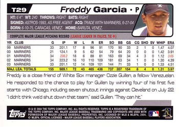 2004 Topps Traded & Rookies #T29 Freddy Garcia Back