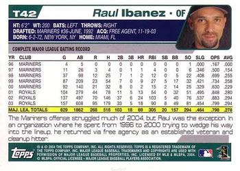 2004 Topps Traded & Rookies #T42 Raul Ibanez Back