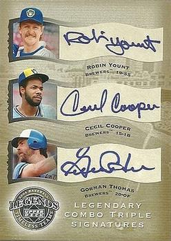 2004 Upper Deck Legends Timeless Teams - Legendary Signatures Triple #YCT Robin Yount / Cecil Cooper /  Gorman Thomas Front