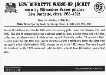 2007 Wisconsin Historical Museum World Series Wisconsin #95 Burdette Jacket Back