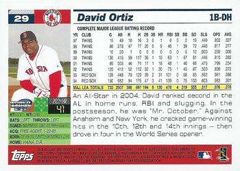 2004 Topps World Champions Boston Red Sox #29 David Ortiz Back